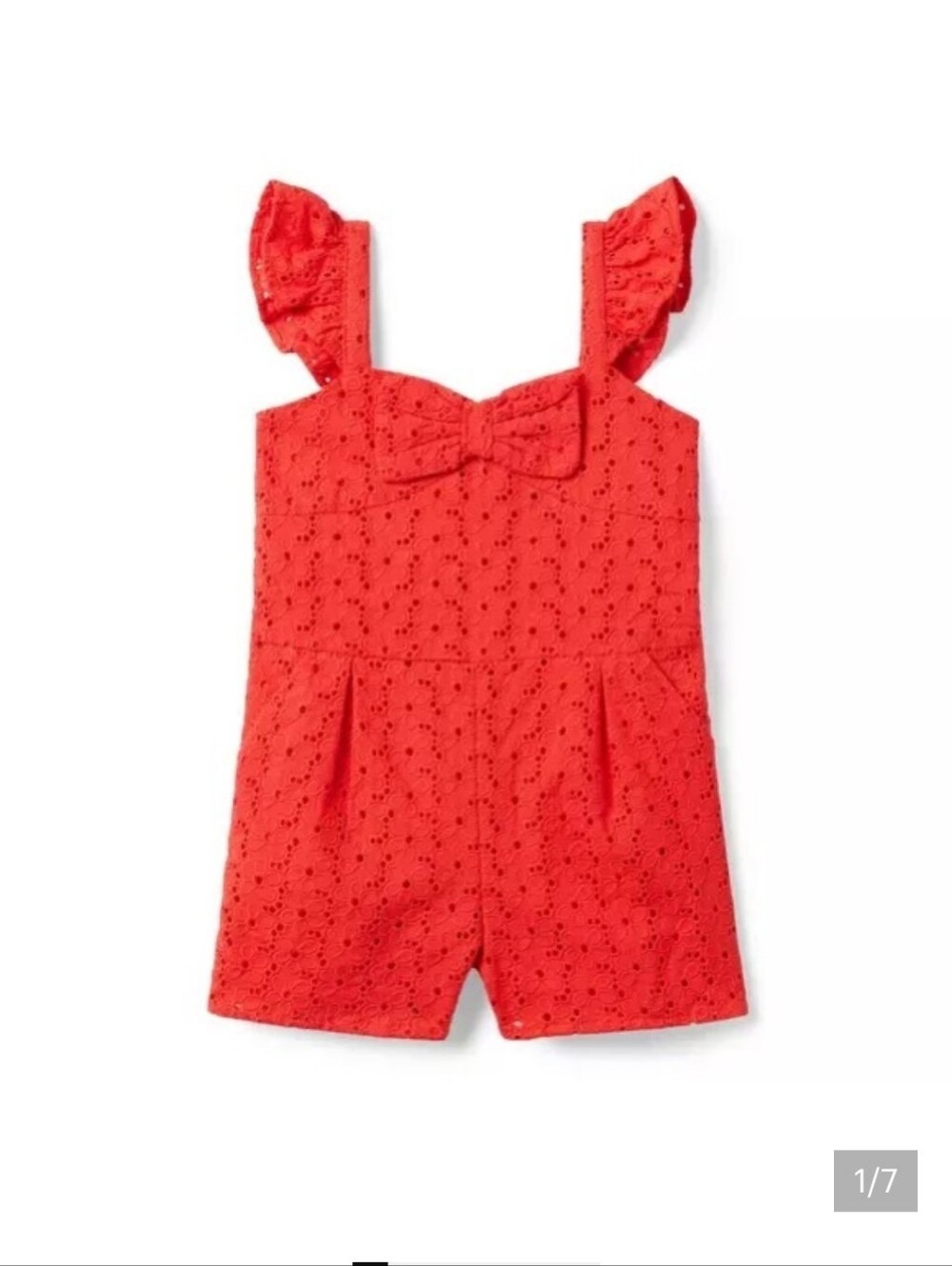 Janie and Jack Red Eyelet Bow Romper - Kids Bottoms